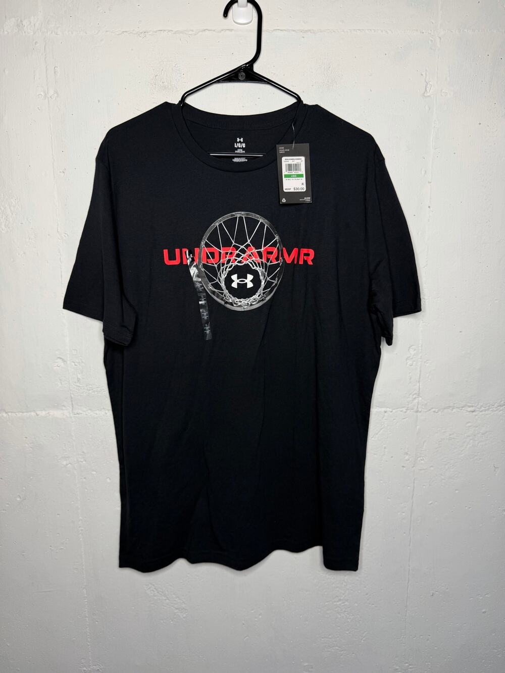 NEW Under Armour Mens Black T Shirt Basket Ball Graphic Print Size Large
